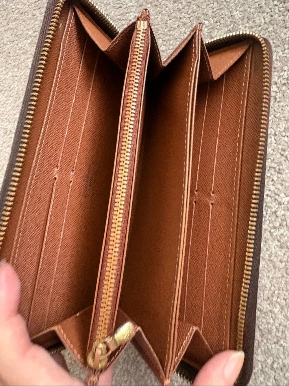 Authentic Louis Vuitton Monogram Zippy Wallet Brown Zip Around Long Wallet